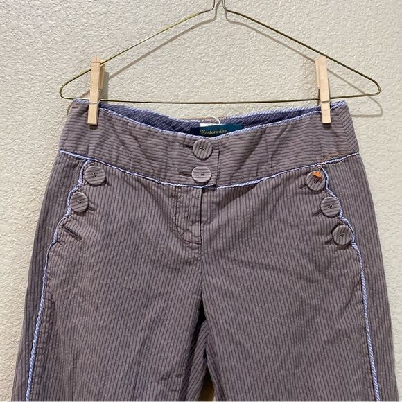 ANTHROPOLOGIE Cartonnier Striped Trousers Blue Trim Size 2 - Picture 3 of 6